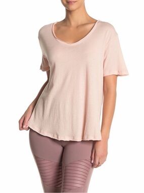 ALO YOGA Oak Supima Cotton Modal T Shirt Scoop Neck Tee Size Small NWT
